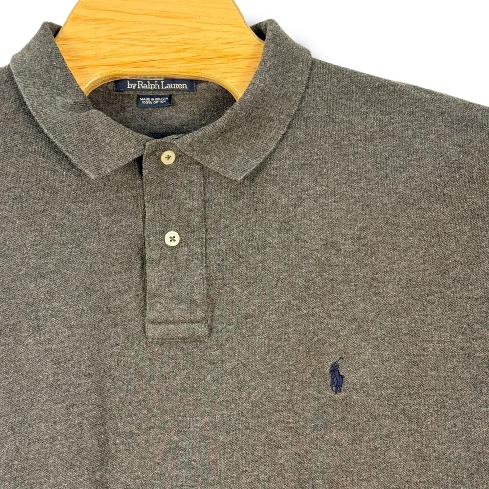Vintage Polo Ralph Lauren Long Sleeve Polo Men XXL Gray‎ Cotton Pony Preppy Golf